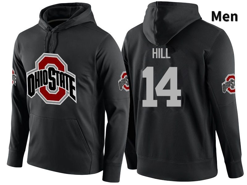 Men's Ohio State Buckeyes #14 KJ Hill Black Name Number College Football Hoodies 23BH040GC